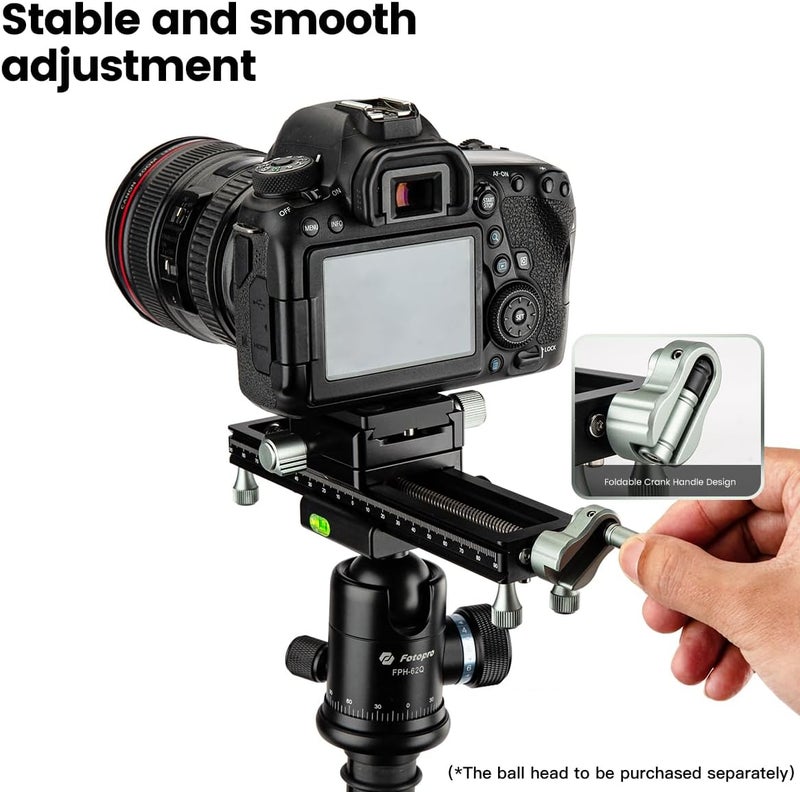 Fotopro سكة تركيز ماكرو معززة للتركيز القريب للتصوير الفوتوغرافي مع لوحة إطلاق سريعة 7.4 بوصة من سبائك الألمنيوم سلايدر كاميرا عالمي لكاميرا DSLR وكاميرا الفيديو للتصوير الفوتوغرافي للأفلام - Image 3
